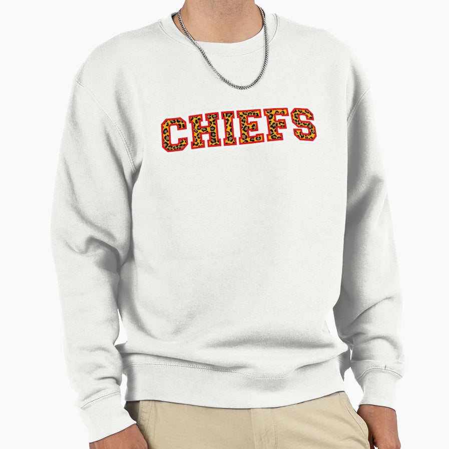Kansas City Chiefs Leopard Sweatshirt - Graphic Print Men Women - T-Shirt, Sweatshirt, Hoodie