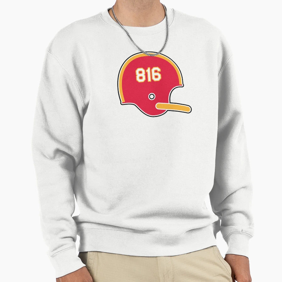 Kansas City Chiefs 816 Helmet Sweatshirt - Aesthetic Graphic Men Women - T-Shirt, Sweatshirt, Hoodie