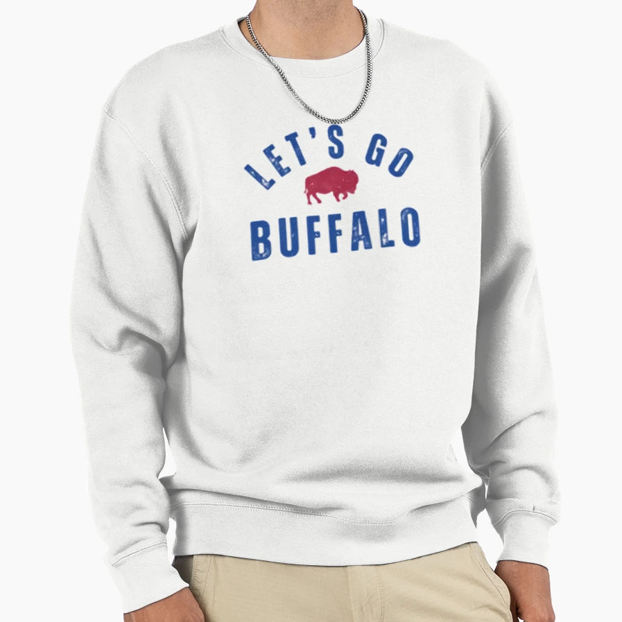 Lets Go Buffalo Distressed Sweatshirt - Aesthetic Graphic for Adults - T-Shirt, Sweatshirt, Hoodie