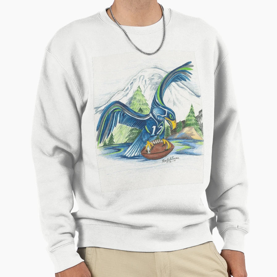 Mount Rainer And Seahawk Sweatshirt - Trendy Graphic Unisex - T-Shirt, Sweatshirt, Hoodie