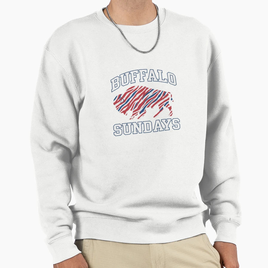 Buffalo Zebra Stripe Sunday Football Sweatshirt - Unique Graphic Unisex - T-Shirt, Sweatshirt, Hoodie