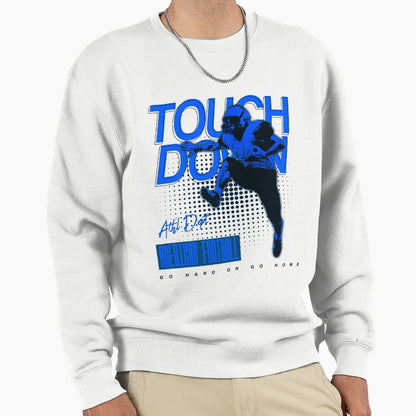 Touchdown Football Player Leaps Into Sweatshirt - Novelty Apparel Unisex - T-Shirt, Sweatshirt, Hoodie