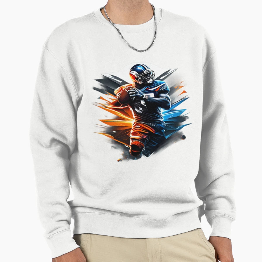 Football Player Holding Football Sweatshirt - Casual Everyday Wear Unisex - T-Shirt, Sweatshirt, Hoodie