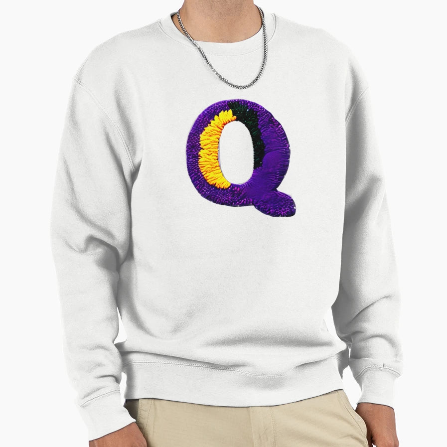Letter Q Monogram Typography Sweatshirt - Fun Novelty Design for Adults - T-Shirt, Sweatshirt, Hoodie
