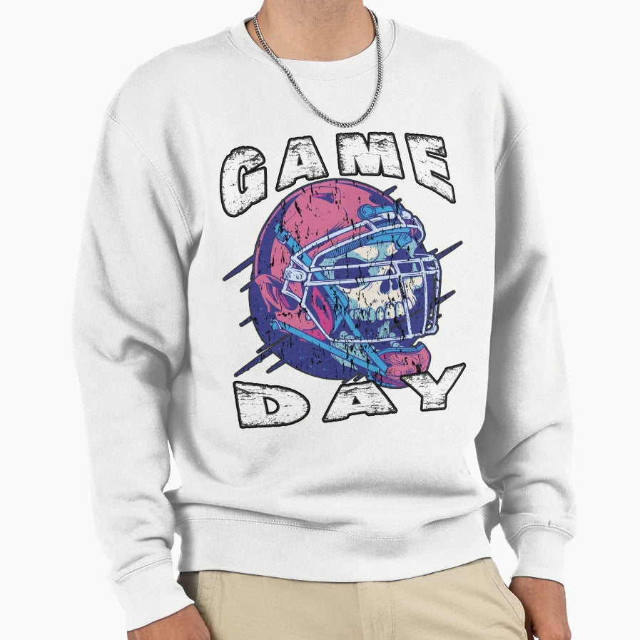 Game Day Halloween Skull Football Sweatshirt - Custom Art Print Unisex - T-Shirt, Sweatshirt, Hoodie