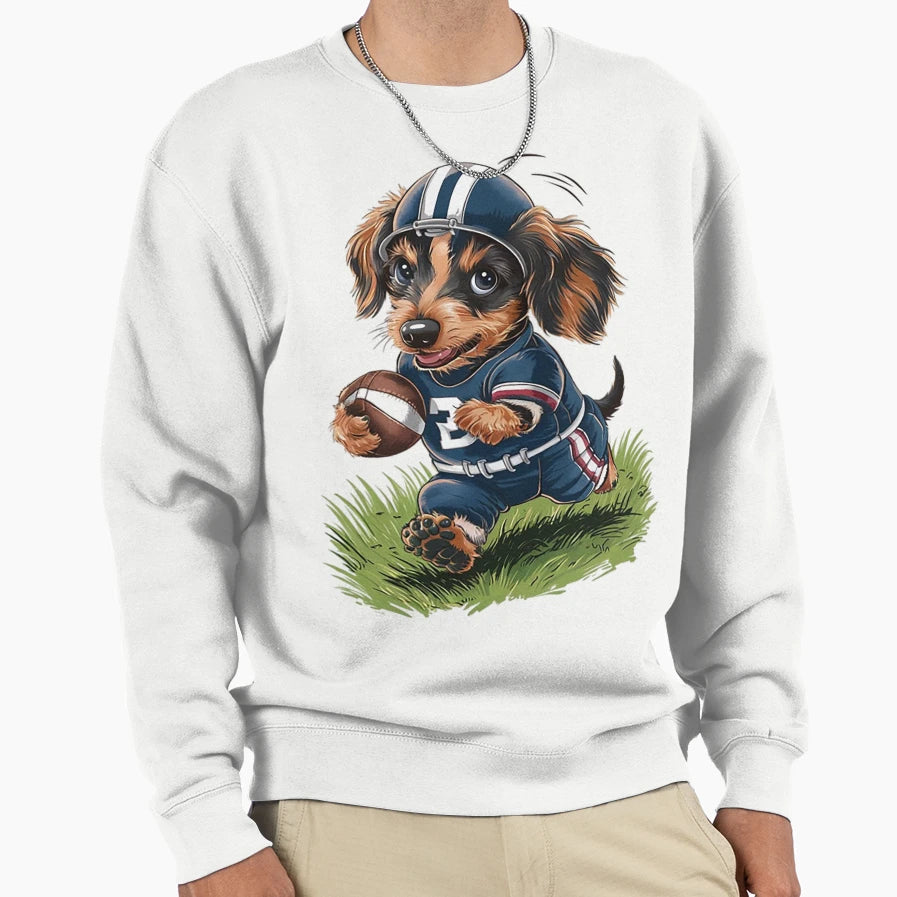 Puppy Football Player Sweatshirt - Novelty Apparel Men Women - T-Shirt, Sweatshirt, Hoodie