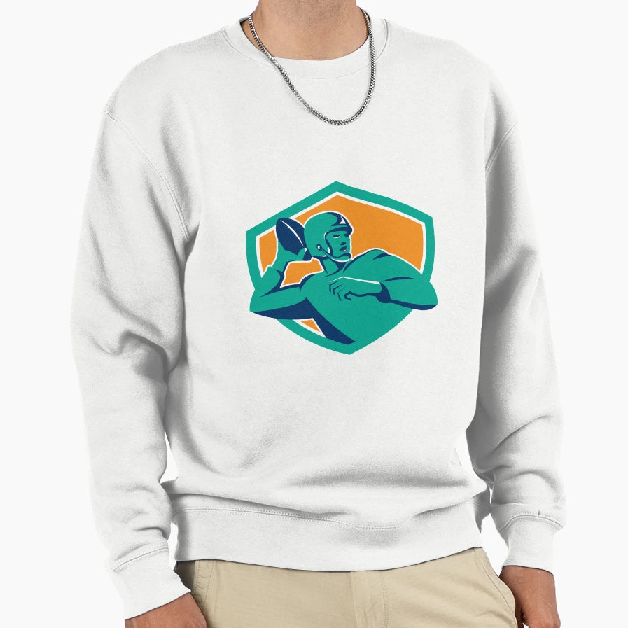 American Football Quarterback Qb Shield Sweatshirt - Trendy Graphic Unisex - T-Shirt, Sweatshirt, Hoodie