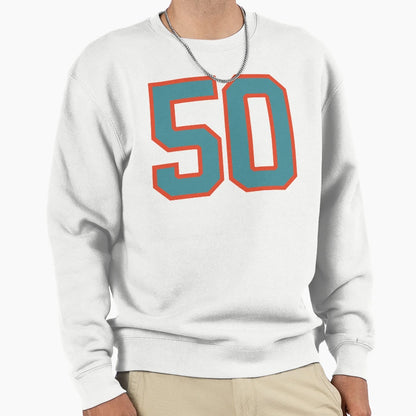 50 Number Aqua Orange Lucky Sweatshirt - Minimalist Print for Adults - T-Shirt, Sweatshirt, Hoodie