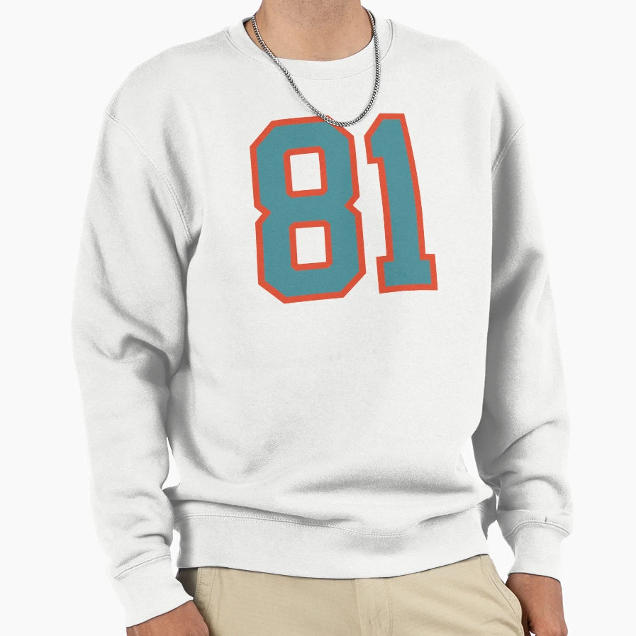 81 Number Aqua Orange Lucky Sports Sweatshirt - Trendy Graphic Unisex - T-Shirt, Sweatshirt, Hoodie