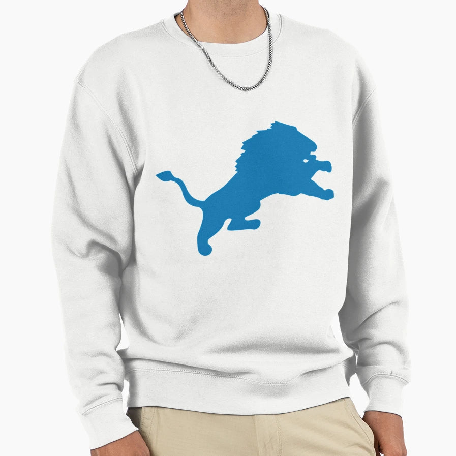 Detroit Lion Blue Leaping Sweatshirt - Unique Graphic Men Women - T-Shirt, Sweatshirt, Hoodie