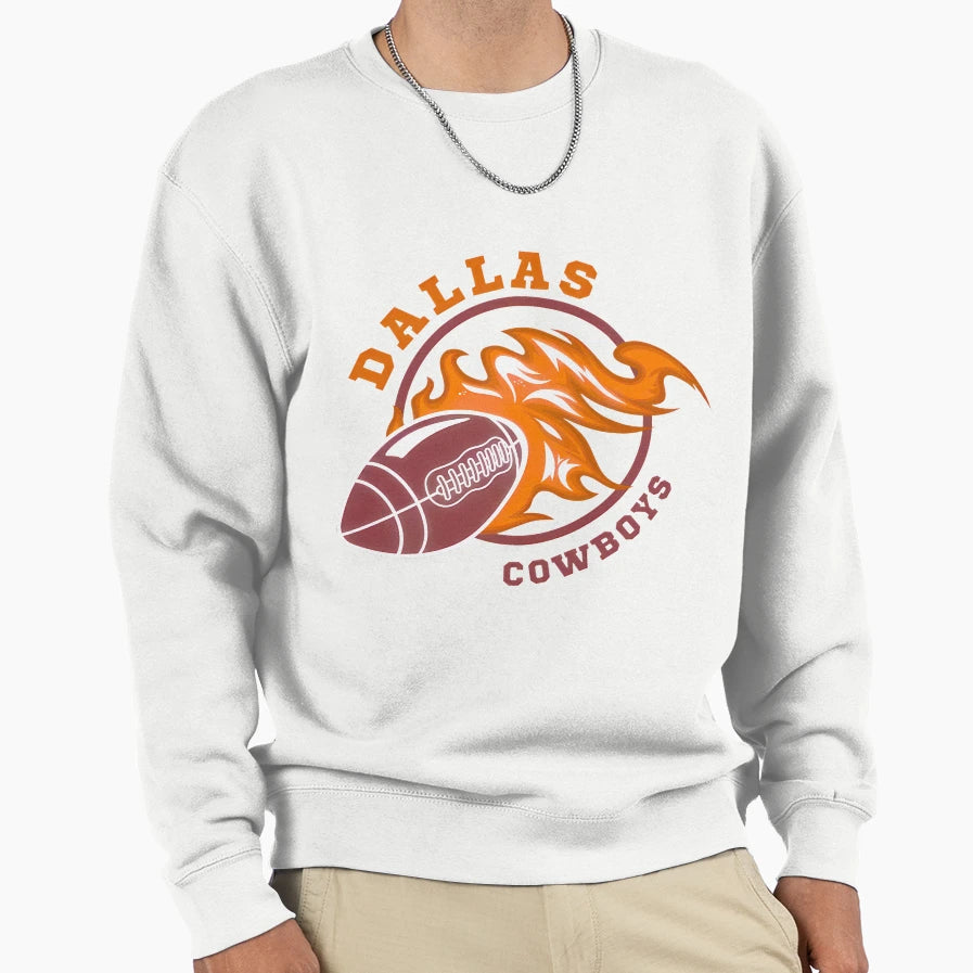 Fiery Football Fanatic Sweatshirt - Casual Everyday Wear for Adults - T-Shirt, Sweatshirt, Hoodie