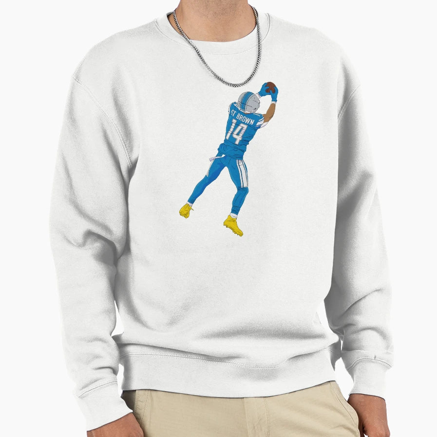 Amon Ra St Brown Leaping Catch Sweatshirt - Streetwear Style Unisex - T-Shirt, Sweatshirt, Hoodie