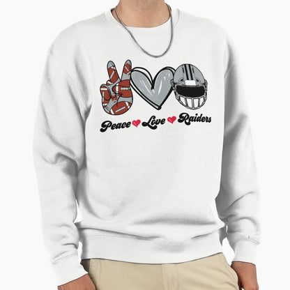 Peace Love Raiders Football Team Sweatshirt - Minimalist Print Unisex - T-Shirt, Sweatshirt, Hoodie