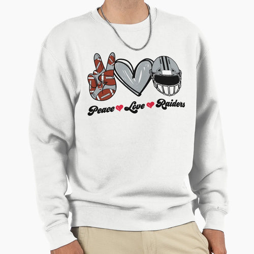 Peace Love Raiders Football Team Sweatshirt - Minimalist Print Unisex - T-Shirt, Sweatshirt, Hoodie