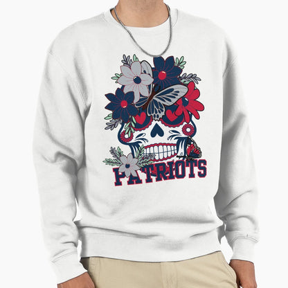 New England Patriots Scull Sweatshirt - Fun Novelty Design Men Women - T-Shirt, Sweatshirt, Hoodie