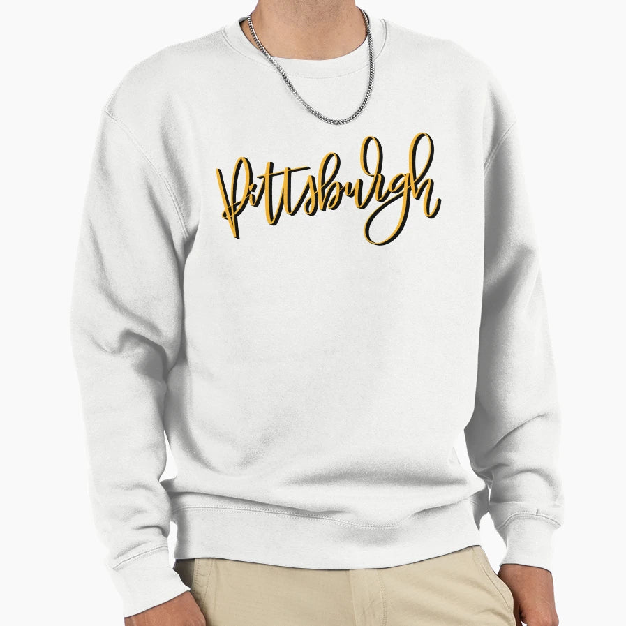 Pittsburgh Hand Lettered Sweatshirt - Minimalist Print for Adults - T-Shirt, Sweatshirt, Hoodie