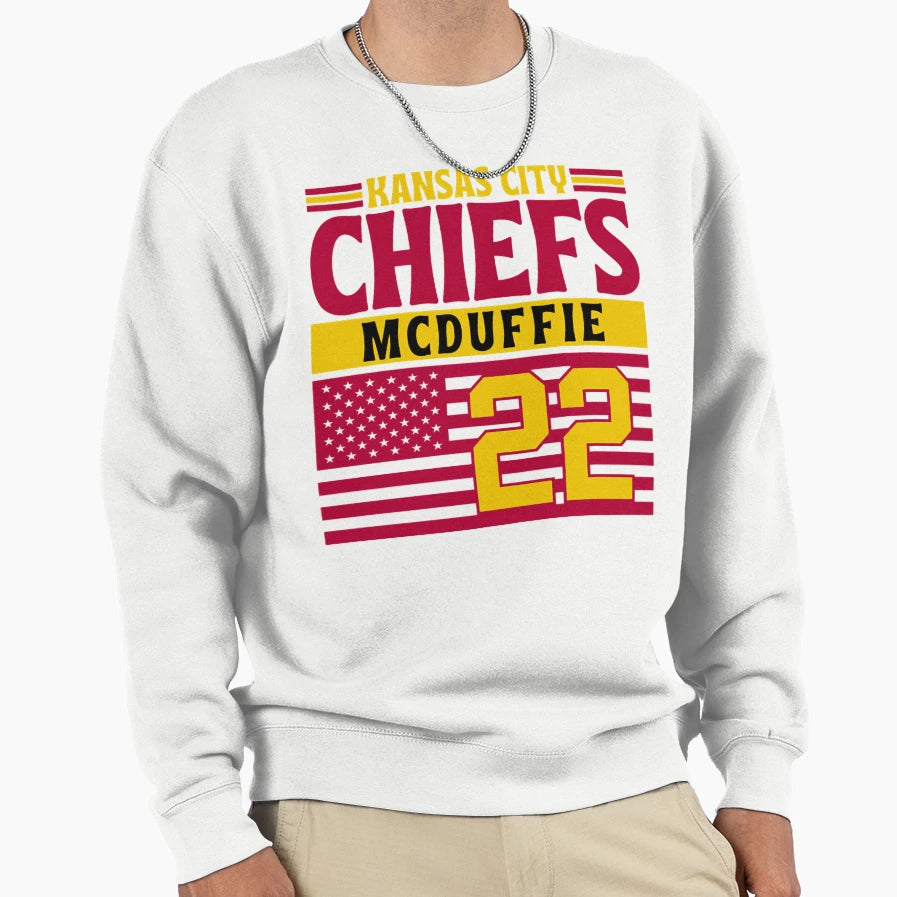 Kansas City Chiefs Mcduffie 22 Sweatshirt - Custom Art Print Unisex - T-Shirt, Sweatshirt, Hoodie