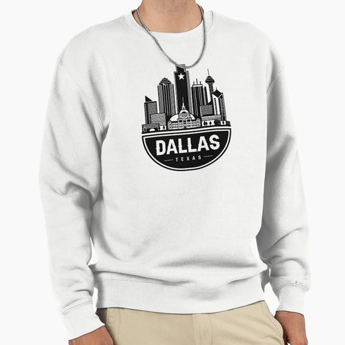 Dallas City Skyline Black Sweatshirt - Custom Art Print for Adults - T-Shirt, Sweatshirt, Hoodie