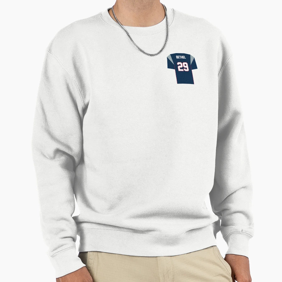 Justin Bethel Patriots Jersey Sweatshirt - Minimalist Print for Adults - T-Shirt, Sweatshirt, Hoodie
