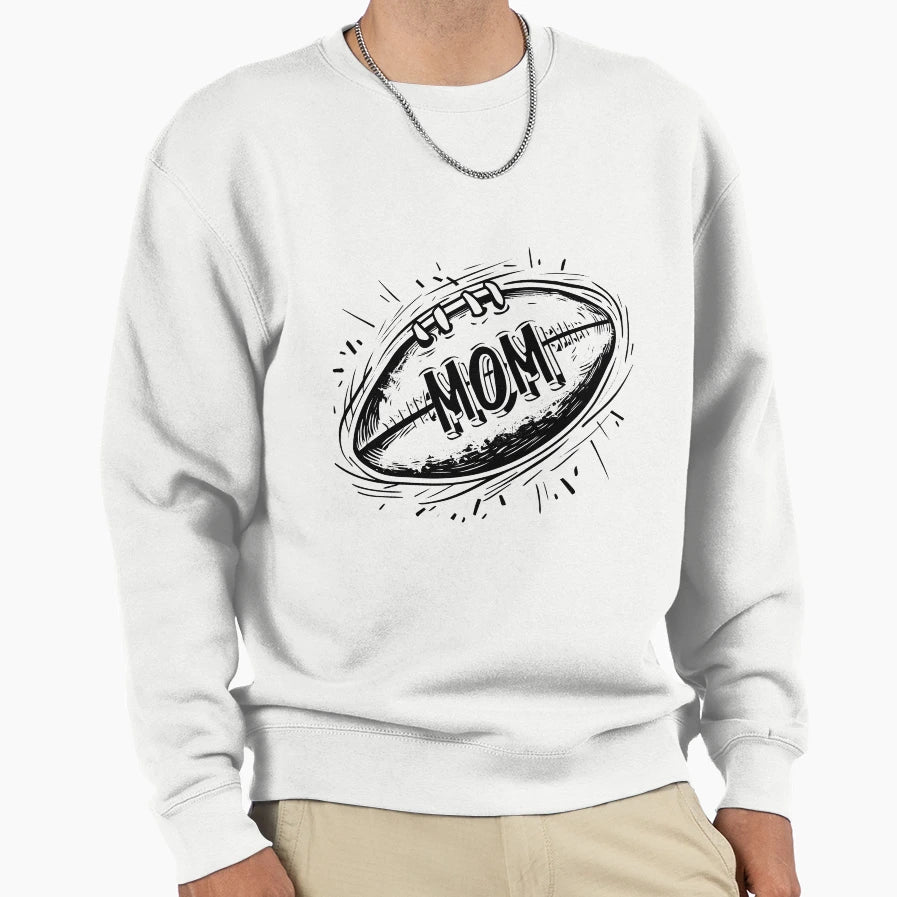 Football Mom Bold Black And White Sweatshirt - Casual Everyday Wear Unisex - T-Shirt, Sweatshirt, Hoodie