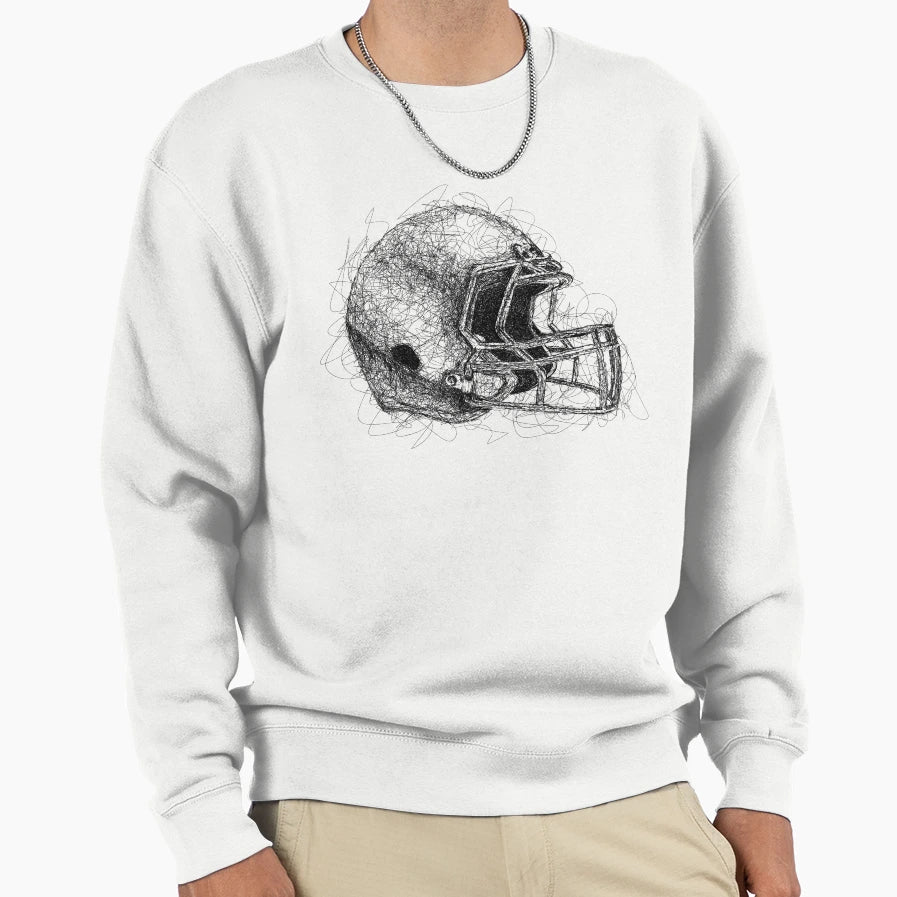 American Football Helmet Drawing Sweatshirt - Trendy Graphic for Adults - T-Shirt, Sweatshirt, Hoodie