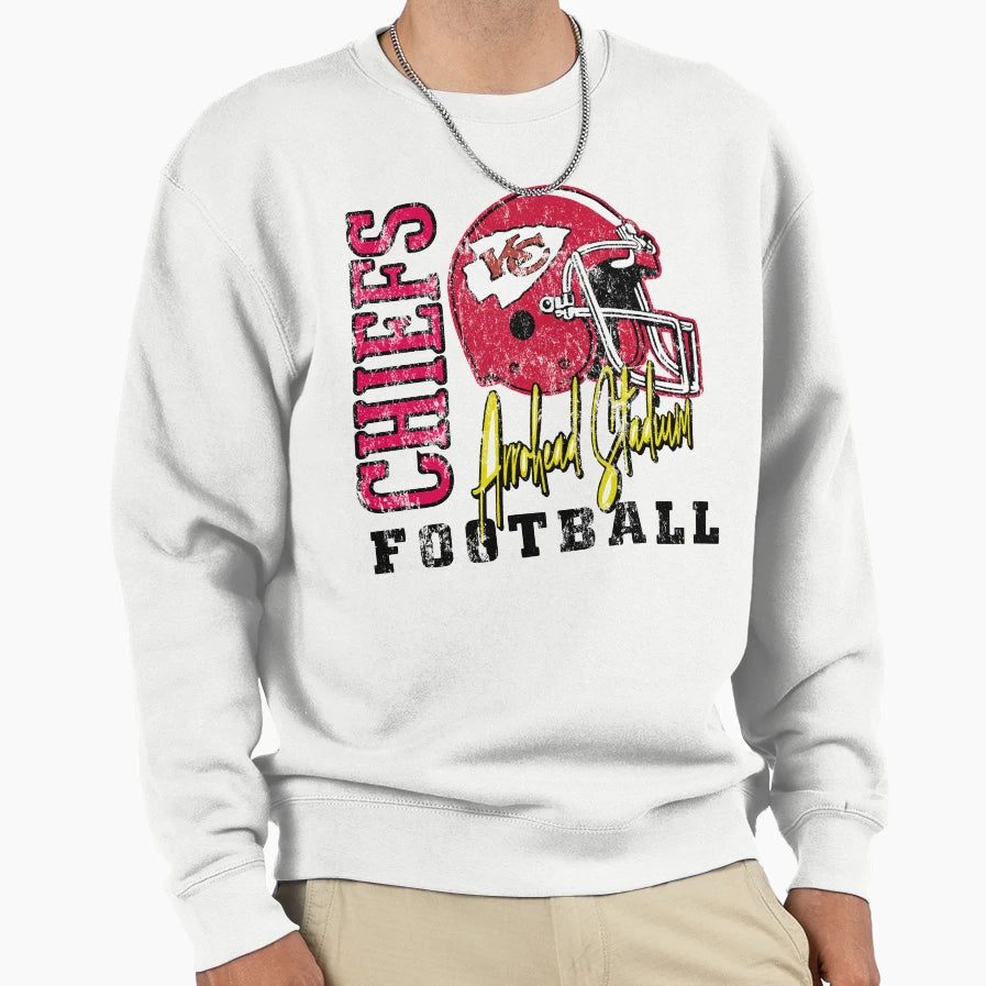 Kansas City Football Art Red And White T-Shirt - Graphic Print for Adults - T-Shirt, Sweatshirt, Hoodie