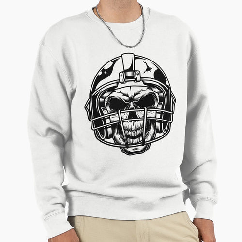 American Football Helmet Skull Sweatshirt - Fun Novelty Design for Adults - T-Shirt, Sweatshirt, Hoodie