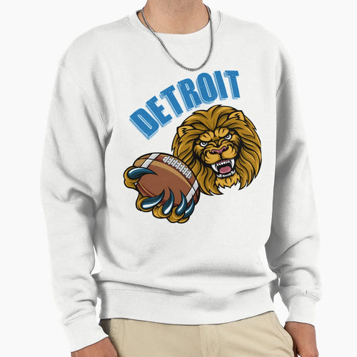 Detroit Football Fierce Lion Football Sweatshirt - Novelty Apparel Unisex - T-Shirt, Sweatshirt, Hoodie