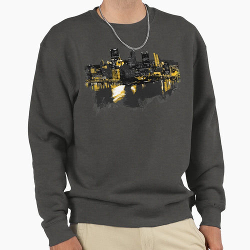 Pittsburgh Downtown Triangle Skyline Sweatshirt - Trendy Graphic Unisex - T-Shirt, Sweatshirt, Hoodie