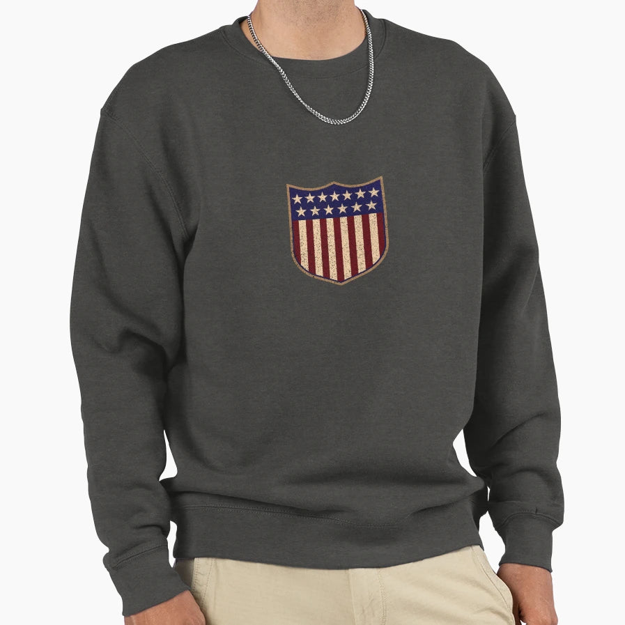Us Shield Textured Sweatshirt - Novelty Apparel Men Women - T-Shirt, Sweatshirt, Hoodie