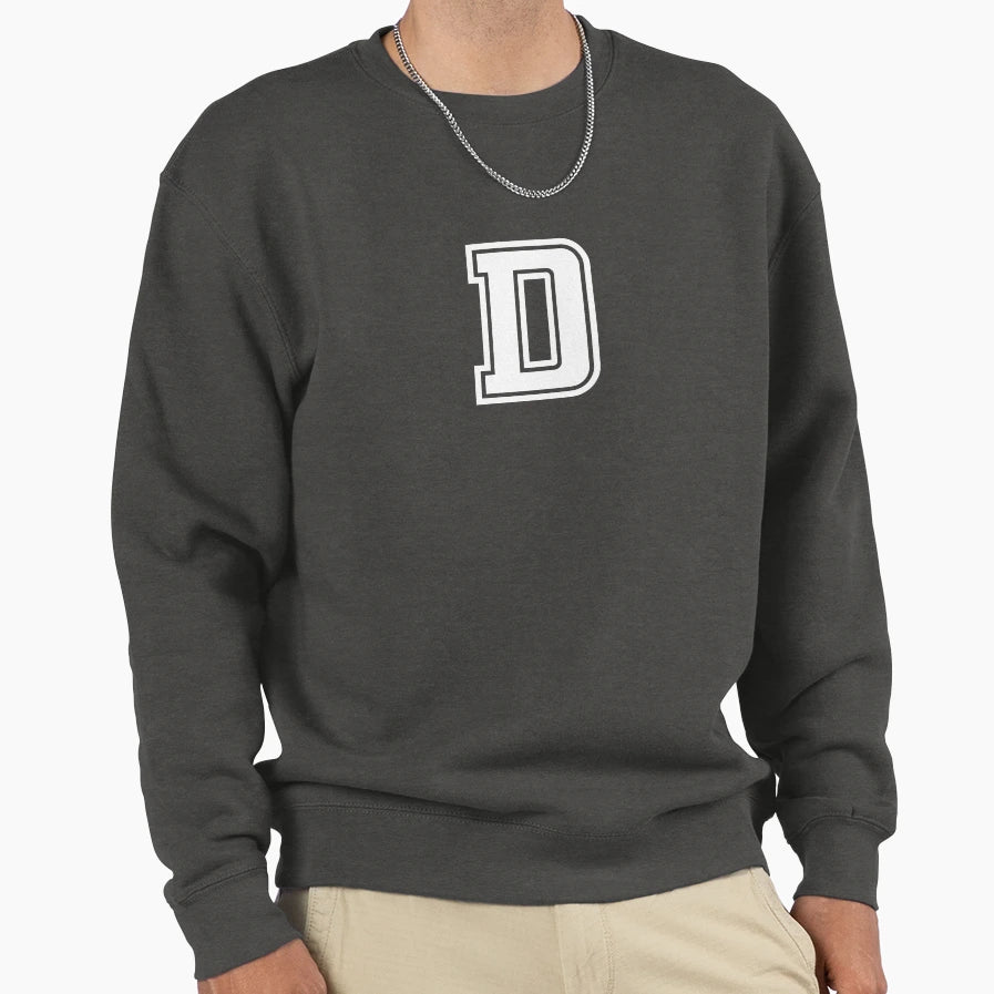 Letter D Initial D Varsity White Sweatshirt - Fun Novelty Design Unisex - T-Shirt, Sweatshirt, Hoodie