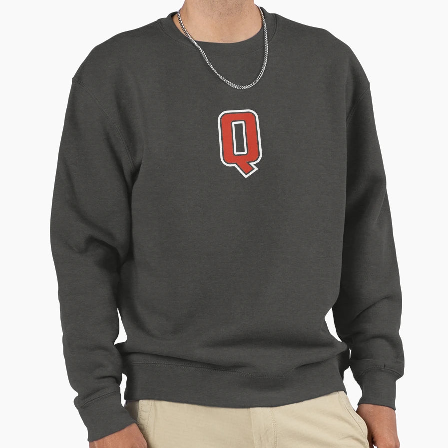 Letter Q Initial Q Varsity Red Sweatshirt - Novelty Apparel Unisex - T-Shirt, Sweatshirt, Hoodie