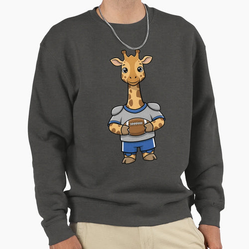 Cartoon Giraffe Football Player Sweatshirt - Graphic Print for Adults - T-Shirt, Sweatshirt, Hoodie