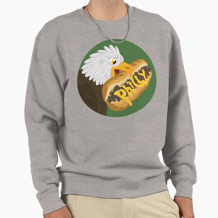 Philly Cheesesteak Eagle Sweatshirt - Graphic Print Unisex - T-Shirt, Sweatshirt, Hoodie