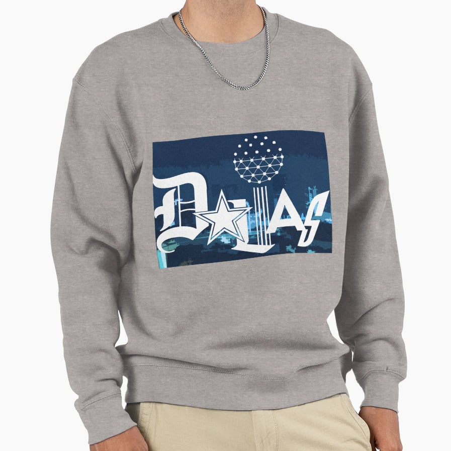 Dallas Logo Background Blue Sweatshirt - Trendy Graphic for Adults - T-Shirt, Sweatshirt, Hoodie