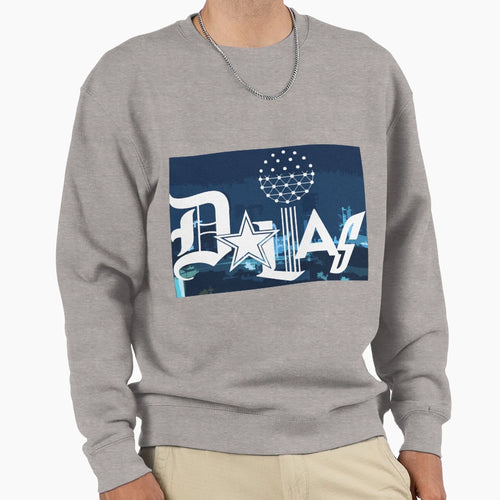 Dallas Logo Background Blue Sweatshirt - Trendy Graphic for Adults - T-Shirt, Sweatshirt, Hoodie