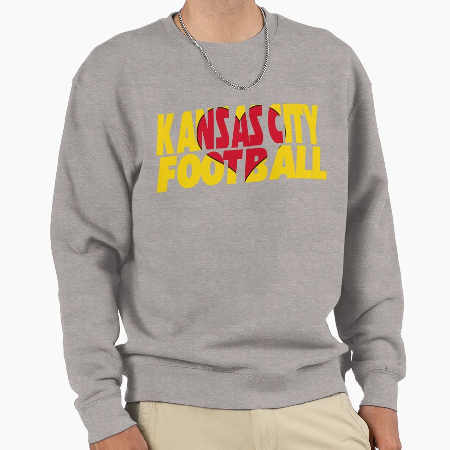 I Heart Kansas City Football Sweatshirt - Trendy Graphic for Adults - T-Shirt, Sweatshirt, Hoodie