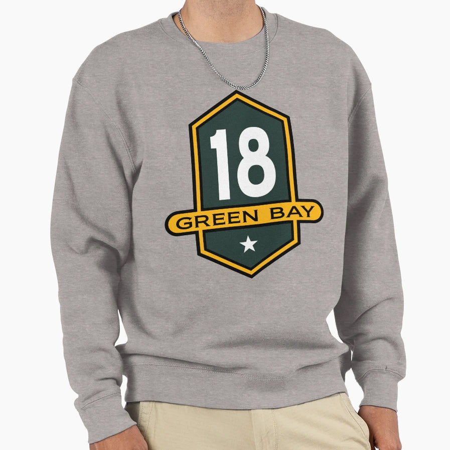 Green Bay 18 Emblem Sweatshirt - Aesthetic Graphic Unisex - T-Shirt, Sweatshirt, Hoodie