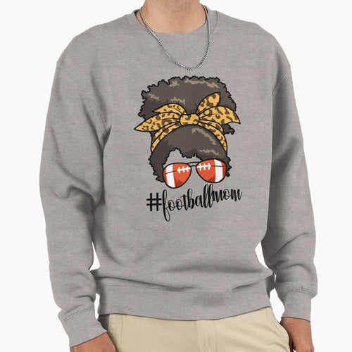 Footballmom Messy Bun Mom Womens Sweatshirt - Novelty Apparel Men Women - T-Shirt, Sweatshirt, Hoodie