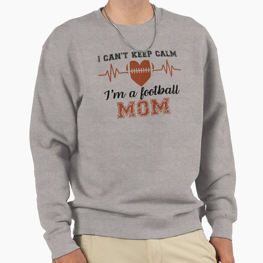 Football Mom Heartbeat Heart Sweatshirt - Casual Everyday Wear Men Women - T-Shirt, Sweatshirt, Hoodie