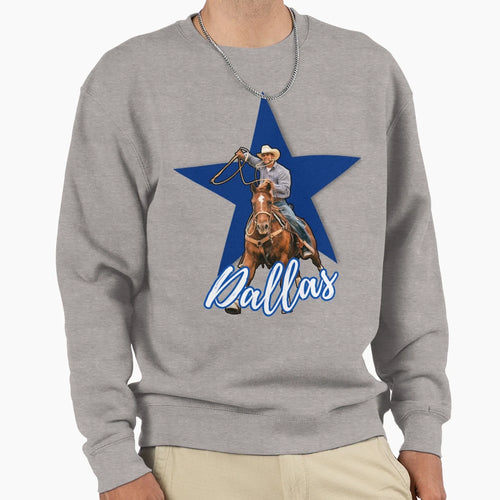 Cowboy Horse Between Blue Star And Sweatshirt - Minimalist Print Unisex - T-Shirt, Sweatshirt, Hoodie