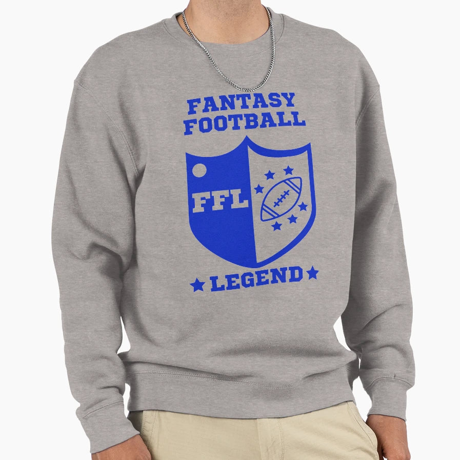 Fantasy Football Legend Blue Sweatshirt - Novelty Apparel for Adults - T-Shirt, Sweatshirt, Hoodie