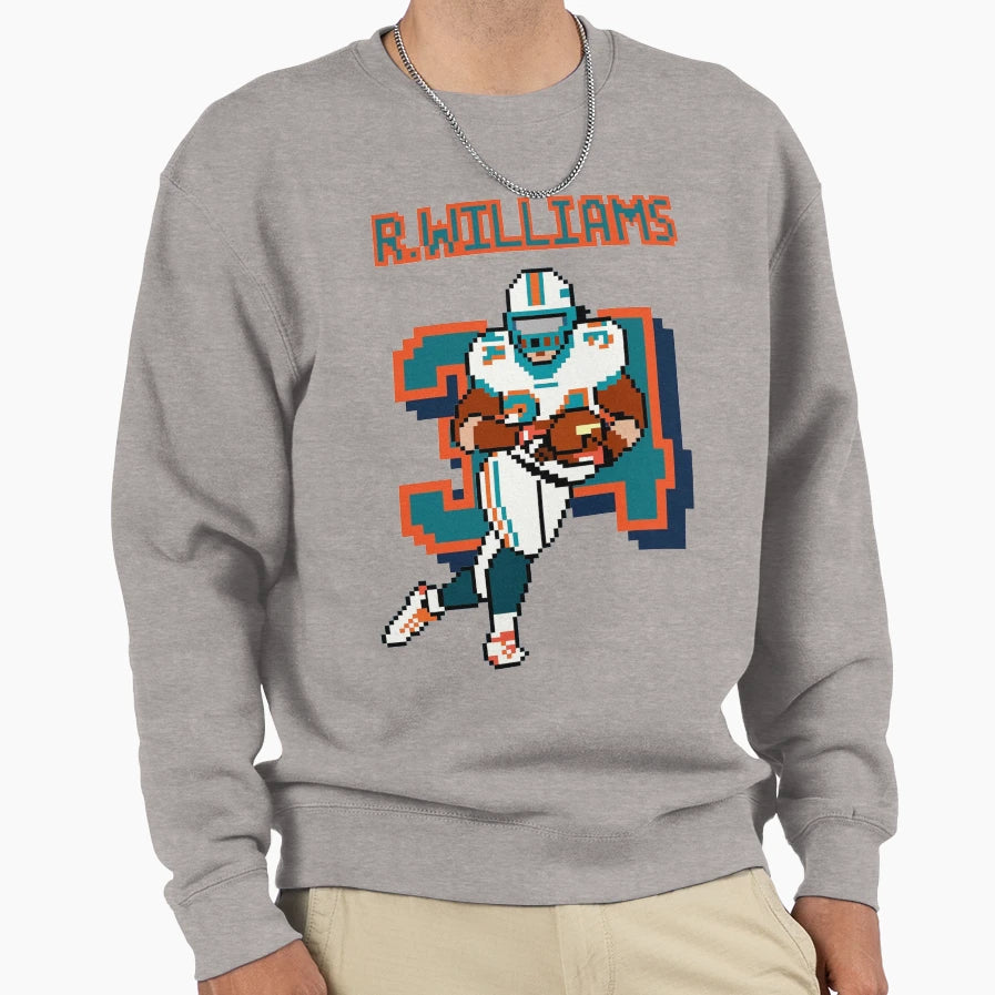 Ricky Williams 8 Bit Pixel Art Miami Sweatshirt - Trendy Graphic Men Women - T-Shirt, Sweatshirt, Hoodie