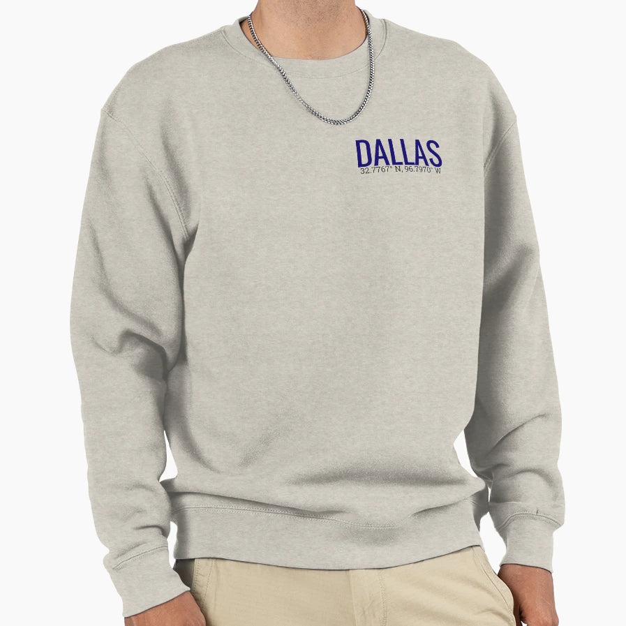 Dallas Texas Coordinates Sweatshirt - Graphic Print Unisex - T-Shirt, Sweatshirt, Hoodie