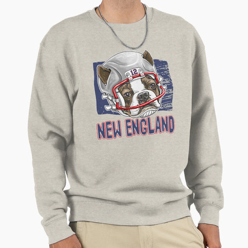 New England Sports Footballer Dog Sweatshirt - Minimalist Print for Adults - T-Shirt, Sweatshirt, Hoodie