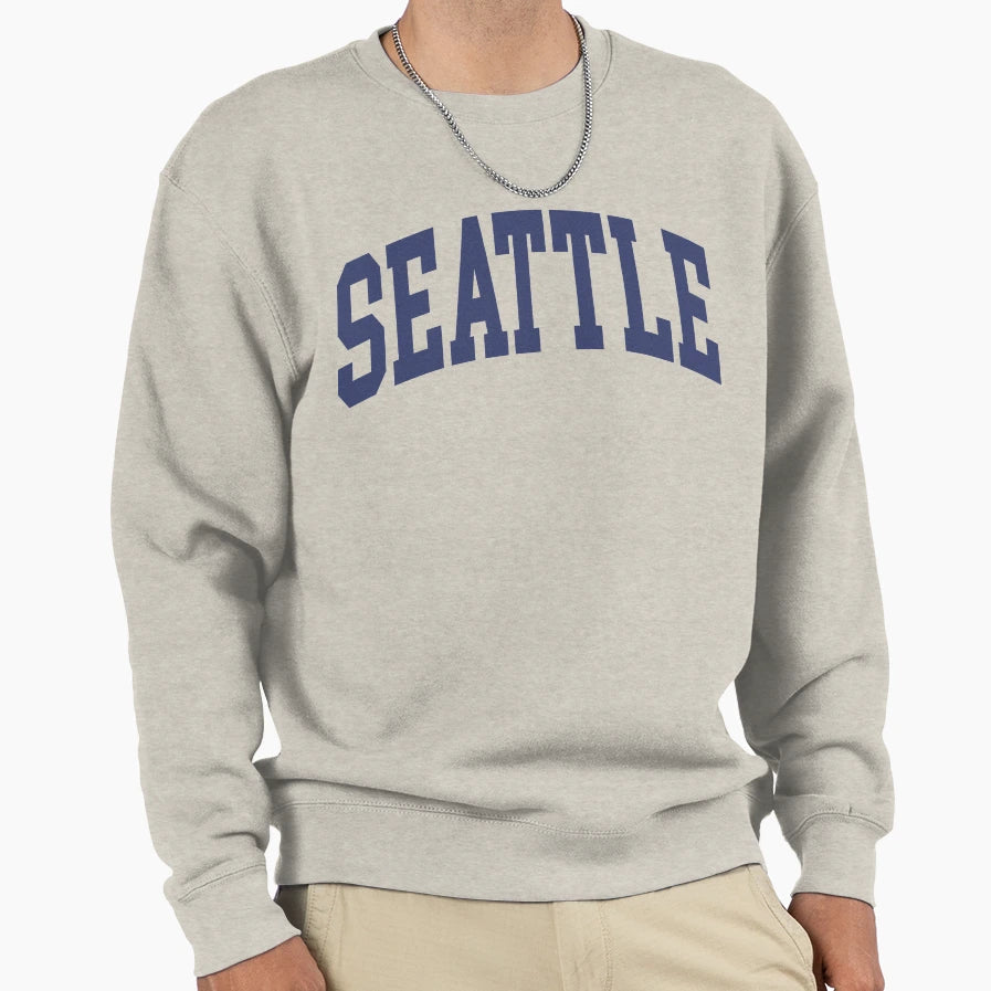 Seattle Wa And College Font Curved Sweatshirt - Streetwear Style Unisex - T-Shirt, Sweatshirt, Hoodie