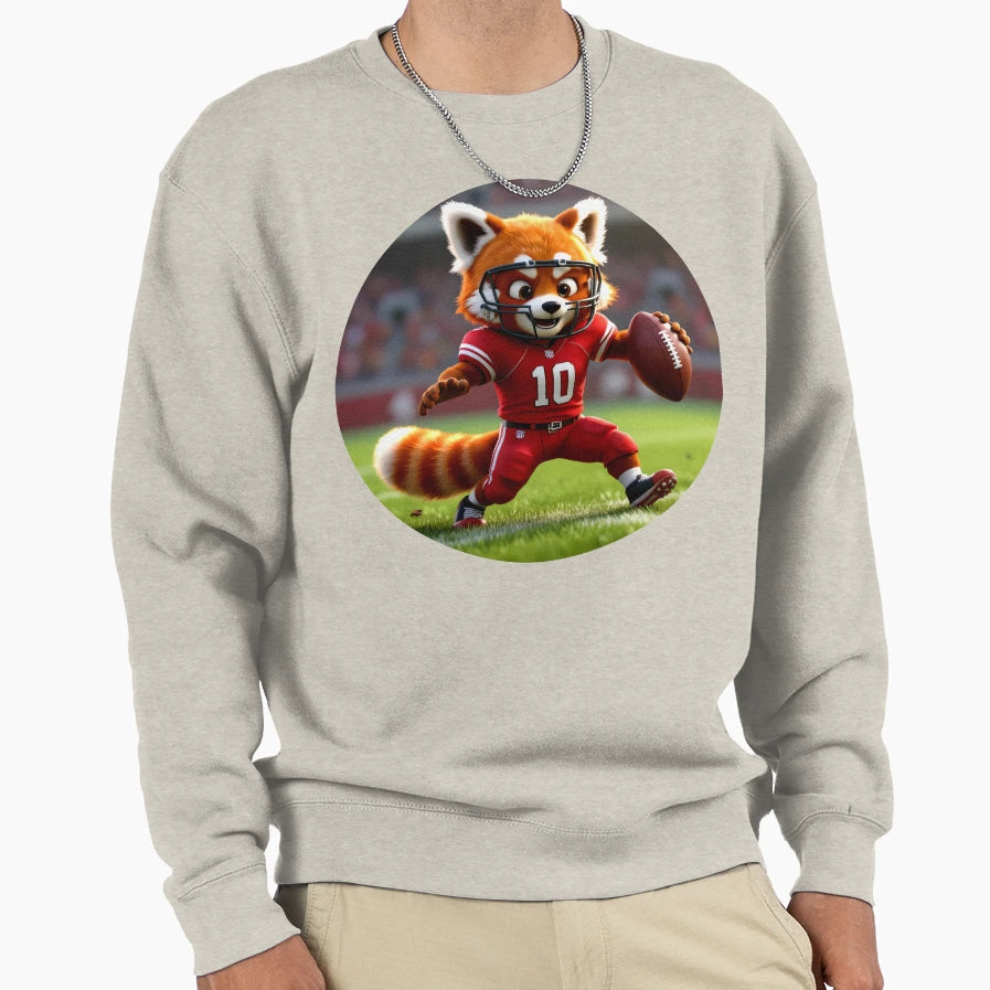Red Panda Football Player Colorful Sweatshirt - Unique Graphic for Adults - T-Shirt, Sweatshirt, Hoodie