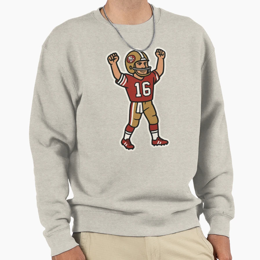 Gridiron Greats Cartoon Tribute Joe Sweatshirt - Minimalist Print Unisex - T-Shirt, Sweatshirt, Hoodie