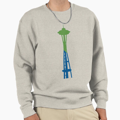 Space Needle Green Blue Slash Sweatshirt - Custom Art Print Unisex - T-Shirt, Sweatshirt, Hoodie