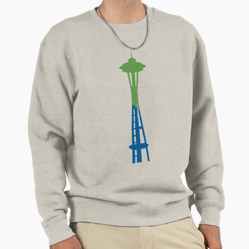 Space Needle Green Blue Slash Sweatshirt - Custom Art Print Unisex - T-Shirt, Sweatshirt, Hoodie